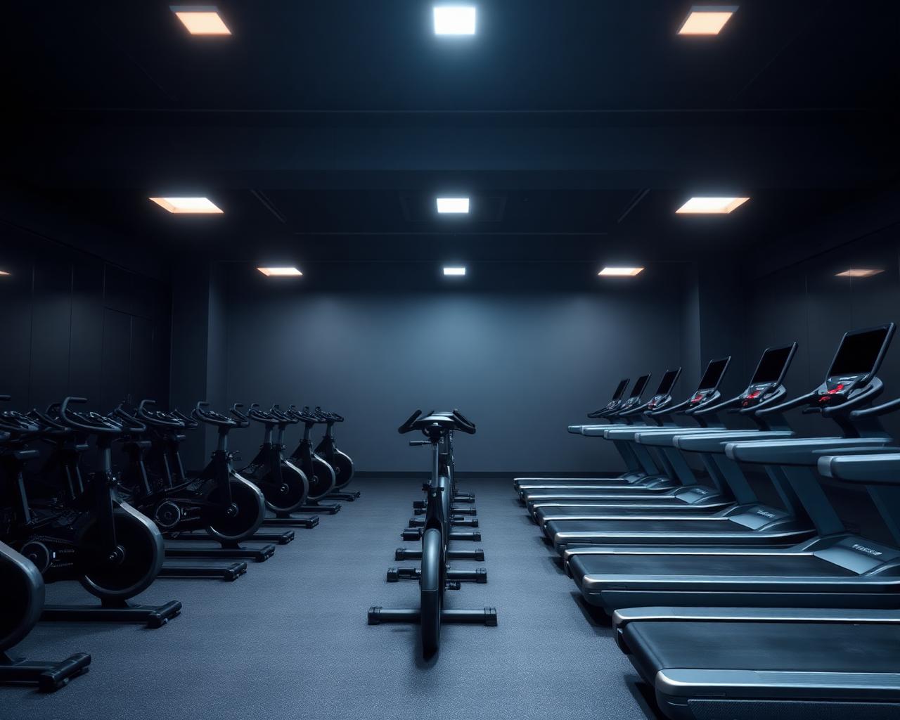 Cardio hall with bikes and treadmills