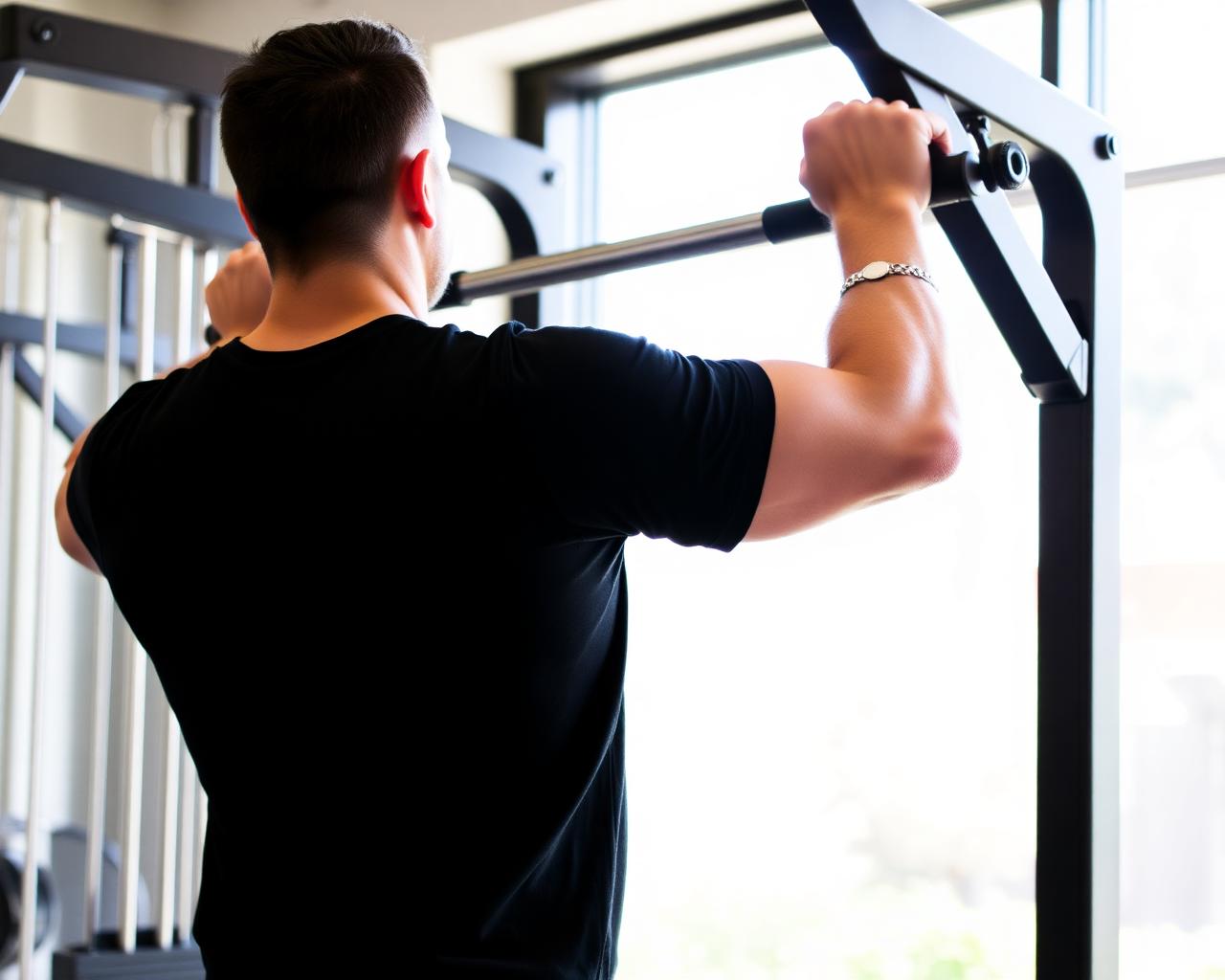Athlete training on a lat pulldown machine